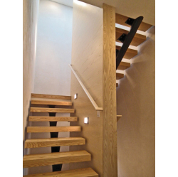 Oša koka pakāpieni un finierēti sienas paneļi.