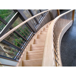 Oša koka kāpnes ar taisniem metāla reliņiem.