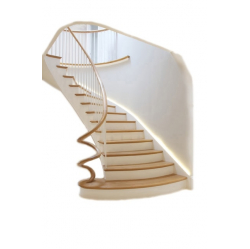 Kāpnes ar dekoratīvu stabu - spirālveida roku balstu.