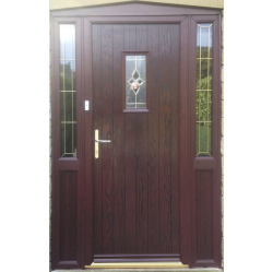 Palisandra koka durvis ar stiklu.