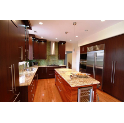 Virtuve. Fasādes - palisandra finierējums.