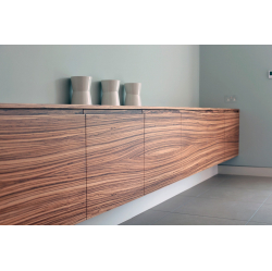 Skapītis ar zebrano finierējuma durvīm.